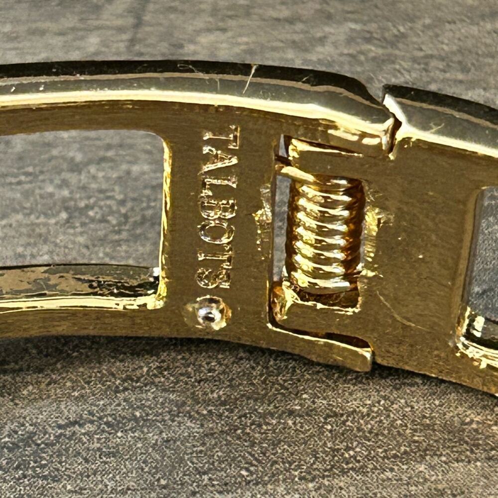 Talbots Enamel Flowers jeweled Hinged Bangle Cuff Bracelet #163. Large - Picture 3 of 9